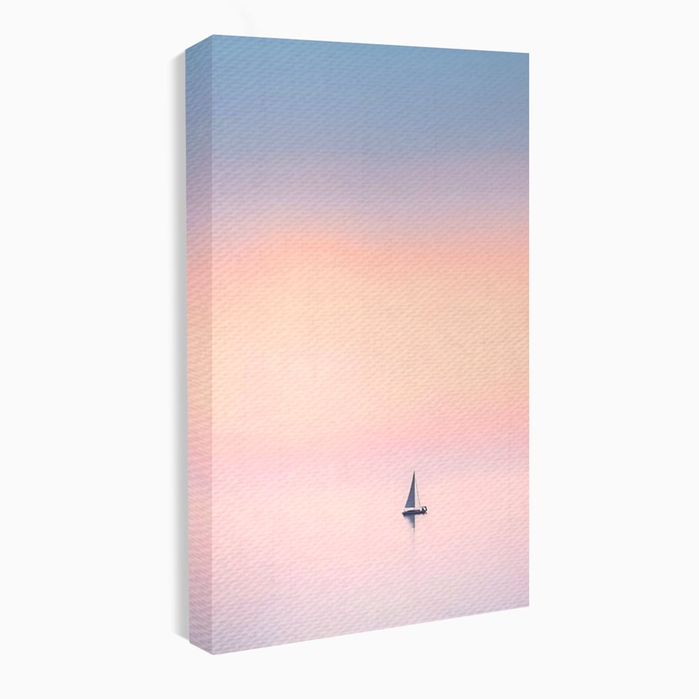 Tablou canvas cu tablou canvas cu barca cu vele pe apa, fara rama, pe sasiu de lemn